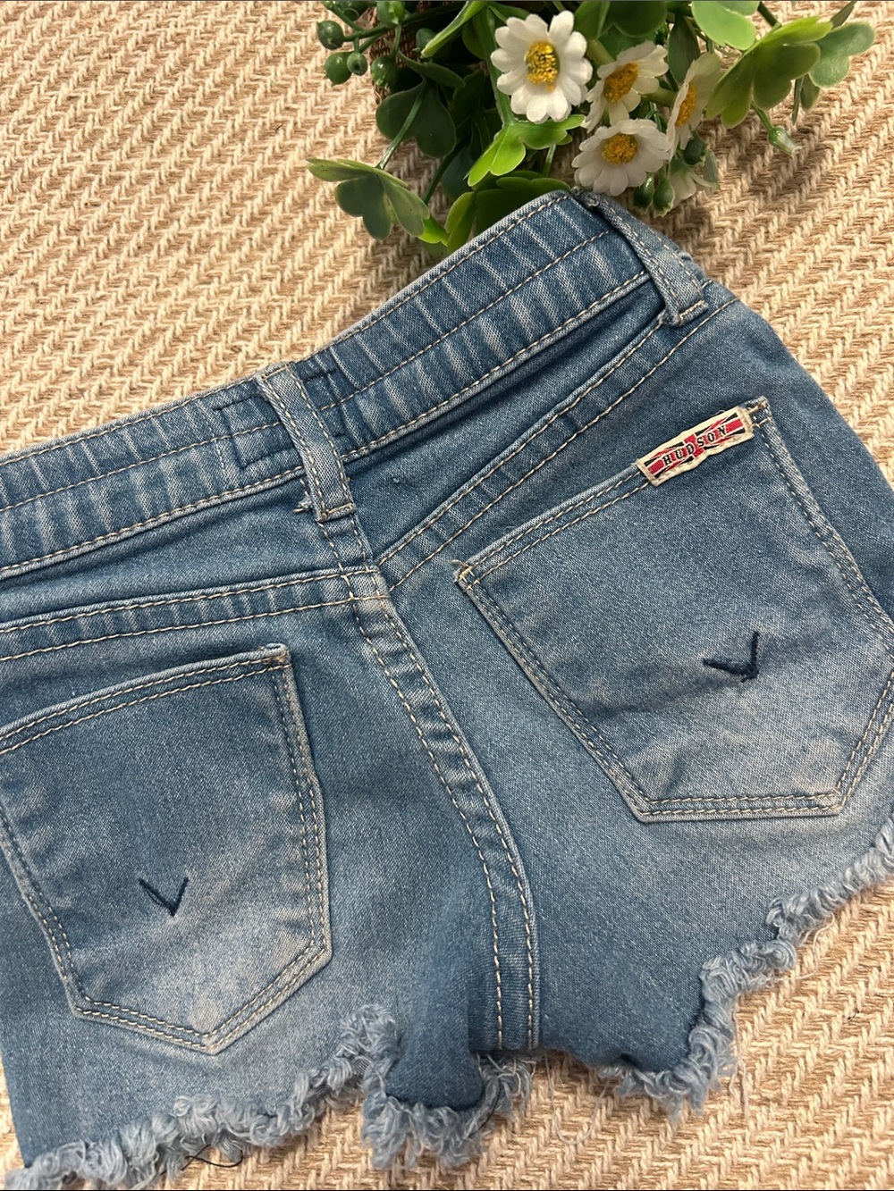 Hudson Jeans Kids 2T Light Blue Denim Shorts with Branded Waist Tag Frayed Hem